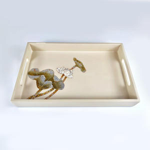 Plateaux en laque servant des pains boissons collation choix chaud plateau laqué chevet buffet style - Product Image 3