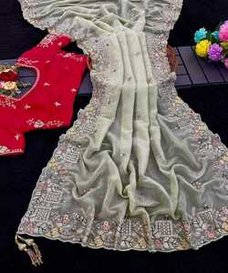 LOOK RICH BLACK LILAN SLAB TISSING WORK SAREE AVEC BLOUSE NON COUCHÉE VÊTEMENT DE BUREAU PRIX DE GROS VÊTEMENT ETHNIQUE - Product Image 5