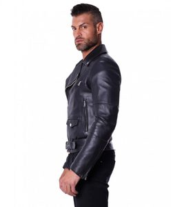 Vente directe d'usine-Meilleure qualité Biker toile noire veste en cuir imperméable coupe-vent automne hiver hommes fermeture éclair Perfecto Air - Product Image 3