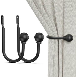 Attaches de rideaux en métal en forme de U, faites à la main, finition noire, installation facile pour la décoration des fenêtres de la maison, supports de rideaux - Product Image 1