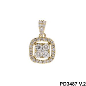 Pendentif en or 14 carats avec diamant 0.38CTW Pendentifs et breloques en diamant en forme de coussin d'appel élégant et intemporel - Product Image 2