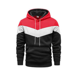 Sweats à capuche et sweatshirts surdimensionnés sport avec fermeture éclair en coton et polyester bicolore avec logo personnalisé pour hommes - Product Image 2