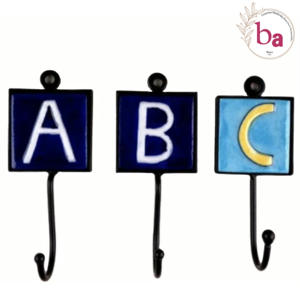 Bravo Rustic Alphabet Ceramic Tile <b>Wall</b> Coat Hook Ceramic Pottery Tile Coat Hooks & <b>Rails</b> - Product Image 1