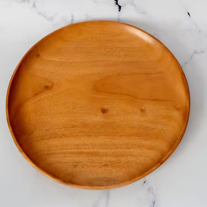 Assiettes en bois écologiques avec des tailles et des nuances de bois personnalisées Style classique Vaisselle ronde polie par Crescent Crafts - Product Image 3