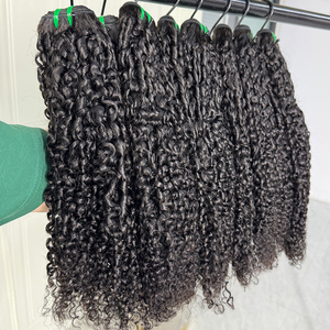 Extensiones de Cabello Natural Negro Corto y Rizado, Cabello Virgen Camboyano, Rizo Pixie, Doble Trama, Puntas Completas, para Hacer Pelucas - Product Image 5