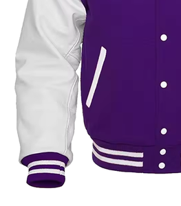 Vestes universitaires pour femmes de haute qualité corps en laine d'hiver personnalisé avec manches en cuir taille XL approvisionnement en tissu en gros - Product Image 6