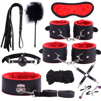Tenues BDSM de différentes couleurs, collier, bâillon, menottes, fouet, pagaie, corde, ensembles de bondage fétichistes chinois, jouets sexuels