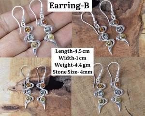 Pendientes de múltiples piedras preciosas de ámbar Báltico natural en plata 925 Regalo de diseñador para su tiempo de Navidad - Product Image 3