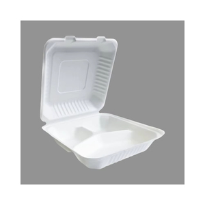 Boîte à lunch à clapet jetable biodégradable de 10 ''Récipient alimentaire pour hamburger écologique Bagasse pour hamburger à usage unique - Product Image 1