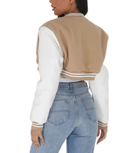 Chaquetas universitarias con logotipo de equipo personalizado, ropa de abrigo deportiva de calidad con diseños personalizables de lana, chaqueta universitaria corta para mujer - Product Image 2