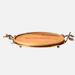 Fantástico diseño para el hogar, accesorios de cocina para Hotel, bandeja de madera para servir con mango de rama de Metal para uso en bodas - Product Image 3