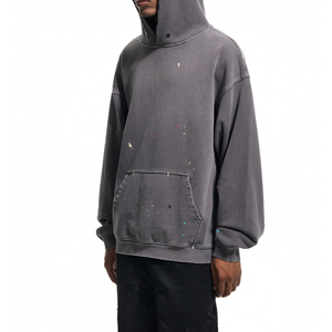 Streetwear Fabricantes 500 GSM Distressed Vintage Washed Sun Faded Hoodie Hombres Precio barato Hoodies - Product Image 3