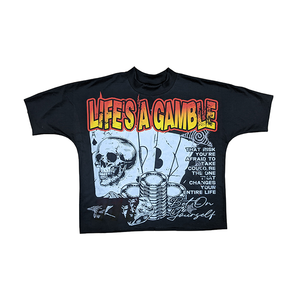 T-shirt pour homme en coton 100% surdimensionné, coupe ample, imprimé DTG, effet délavé à l'acide, col montant, épaules tombantes, décontracté, lourd, en PK - Product Image 1