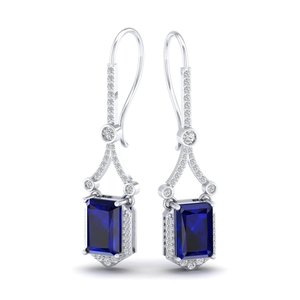 Pendientes Huggie de Plata de Ley 925 con Diseño Original REYES, Gema de Zafiro Azul de 6.62 Ct, Joyería de Moissanita con Certificado GRA - Product Image 5