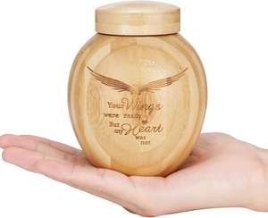 Urnas Medianas para Cenizas Humanas - 4.3 Pulgadas de Bambú con Diseño de Alas, Urnas de Cremación para Cenizas Humanas, Adultos, Hombres y Mujeres - Product Image 1