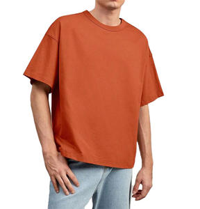 Camisetas de algodón de manga corta para hombre, camiseta de estilo cuadrado de gran tamaño, Camiseta de algodón pesado de ajuste holgado liso - Product Image 1