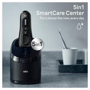 Afeitadora Eléctrica para Hombre con Cinco Cuchillas, Lámina de Repuesto para Uso en Seco/Húmedo, Resistente al Agua IPX7, Negra, con Estación de Carga y Limpieza - Product Image 4
