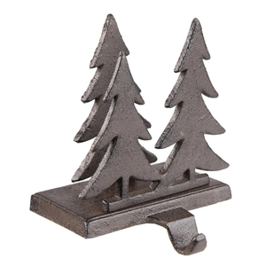 Modern Polished Silver Tone Trees <b>Christmas</b> Stocking Holder Hanger Metal Mantle Decoration Festive Accent In Good Price - Product Image 4