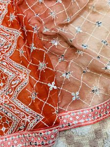 Élégant Fantaisie Pure Georgette Soie Sari Femmes Traditionnel Ethnique Belle Multi-Point Broderie Séquence Travail Vêtements De Mariage - Product Image 5