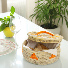 Panier de chapati d'herbe Sabai fait à la main avec couvercle boîte de conteneur polyvalente pour la décoration de la maison de bureau - Product Image 5