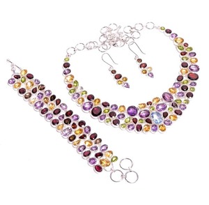 Amazing Multi Color Hydro Quartz Stone 5-15mm Approx 925 Collier fait à la main pour le cadeau de la Saint-Valentin du coupé Cadeau de mariage de la femme - Product Image 4