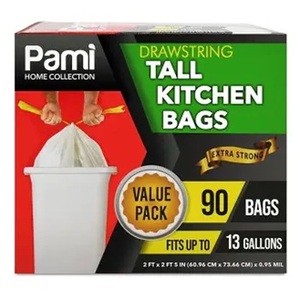 Bolsas de Basura PAMI Tall de 13 Galones con Cordón para Cocina [Paquete de 90, Blancas] - Bolsas de Basura de Plástico Extra Resistentes - Forros Gruesos para Contenedores de Basura - Product Image 1