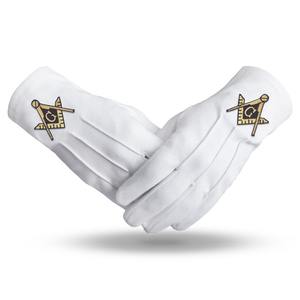 Gants maçonniques de maître passé blanc nouveau style 100% coton blanc maçonnique Regalia Lodge blanc passé maître gants maçonniques - Product Image 1