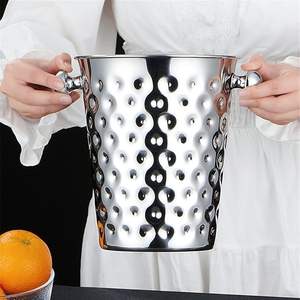 Wholesale Stainless Steel Hammered Ice Bucket Silver Finish Wine & Champagne Ice <b>Cooler</b> for Hotel, Bar & Restaurant Bulk Supply - Product Image 2