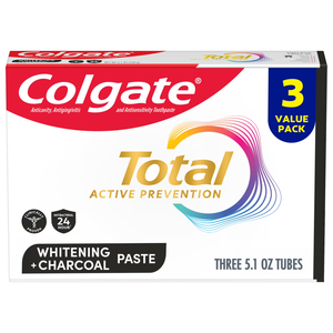 Colgate Total Active Prevention Whitening and Charcoal <b>Toothpaste</b>, Mint, 3 Pack, 5.1 oz - Product Image 2