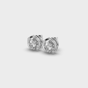 IGI Certified Lab Grown Round Cut Diamond Stud <b>Earrings</b> Solid 925 Sterling Silver Cage Setting Diamond Stud <b>Earrings</b> - Product Image 3