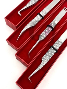 GETUP BROSONS IMPEX Professional New <b>Crown</b> Design Full <b>Silver</b> Stainless Steel 10mm Smooth Serrated Tip Eyelash Tweezers - Product Image 2