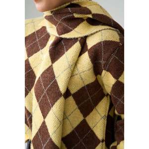Yellow-<b>Brown</b> Knitted Sweater with <b>Scarf</b> - Product Image 2