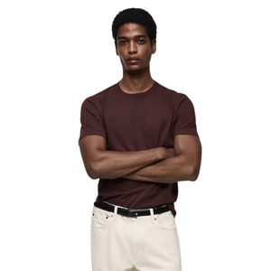 T-shirt Slim-Fit décontracté pour hommes 100% coton T-shirt en stock avec impression de couleurs unies personnalisées, design vierge, votre logo - Product Image 1