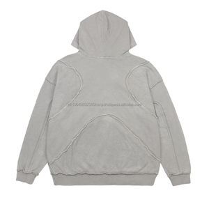 Sweats à capuche en coton 100% de haute qualité French Terry Acid Wash Vintage Patchwork personnalisé pour hommes - Product Image 2