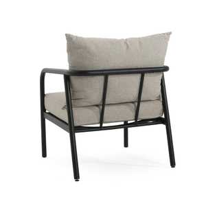Modern Minimalist <strong>Black</strong> Metal Outdoor <strong>Club</strong> <strong>Chair</strong> Comfortable Patio Lounge Seating Cushions Portable for Indoor and Outdoor use - Product Image 2