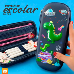 Trousse à crayons portable pour l'école, motif dinosaure uni - Couleurs assorties - Product Image 6