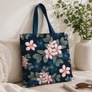 Bolsas de Tela de Algodón Midnight Bloom, Ecológicas y Reutilizables, con Cierre de Cordón y Cremallera, Diseño de Color Sólido - Product Image 1