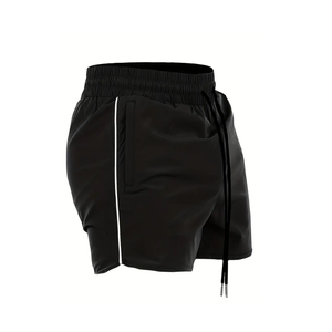 Short de basket-ball d'été pour hommes, décontracté, vintage, uni, en coton, deux poches profondes à ourlet latéral, short en maille technique - Product Image 3