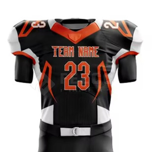 Ensembles d'uniformes de football américain respirants pour hommes, qualité supérieure, faible MOQ, dernier design 2025, personnalisables, manches courtes, 100 % polyester - Product Image 4
