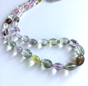 Cuentas ovaladas facetadas de gemas naturales mixtas para la elaboración de joyería fina, collar de piedras preciosas - Product Image 4