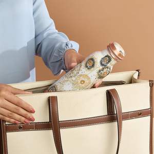 Botella de Cobre Estampada Estilo Meenakari, Botella de Cobre para Beber con Arte de Mandala Floral, Botella de Cobre Ayurvédica con Estampado de Mandala - Product Image 3