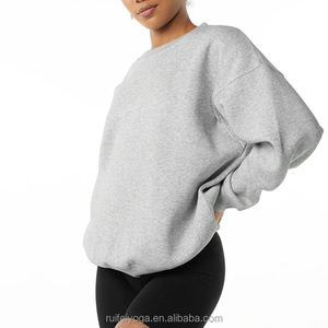 OEM Broderie personnalisée Épaule tombante Sweat-shirt à col rond en polaire surdimensionné pour femmes Pull-over personnalisé Sweat à capuche en éponge française - Product Image 5