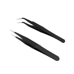 Pinzas para extensión de pestañas, pinzas para pestañas antideslizantes de acero inoxidable con agarre de diamante, pinzas antiestáticas profesionales - Product Image 1