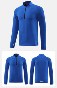 Camiseta Deportiva Informal para Hombre, de Color Sólido, Manga Larga, Cálida, con Estampado Personalizado, Media Cremallera, Cuello Alto, Secado Rápido - Product Image 3