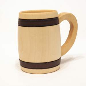 แก้วเบียร์ไม้คลาสสิกทำด้วยมือถ้วยไม้สีน้ำตาลแบบย้อนยุคพร้อมที่จับสำหรับชากาแฟไวน์เบียร์เครื่องดื่มร้อน - Product Image 3