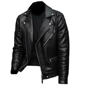 New Women's <b>Cropped</b> Fox <b>Fur</b> Trim Woven Thin Leather <b>Jacket</b> <b>Black</b> Zip-Up ELEGANT Anti-Wrinkle Short Wholesale Manufacturer - Product Image 1