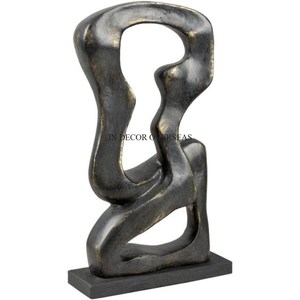 Hot Selling Silver Shiny Polished Metal Antique Stylish Designer Set Of 2 Home <b>Decorative</b> Sculpture With Black Color Base Stand - Product Image 3
