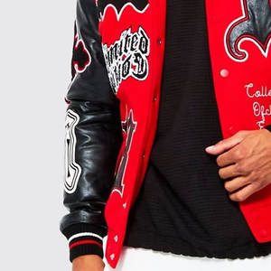 Veste universitaire en laine 100% pour homme, taille plus, vente en gros, OEM, personnalisée, hiver, col montant, logo frontal, style baseball, respirante - Product Image 4