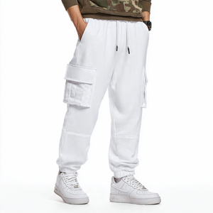 Heavy Fleece Cargo Trouser Streetwear Winter 500 GSM Cargo Sweatpants Mens High Drawstring Waist Cargo <b>Baggy</b> Sweat Pants Men's - Product Image 5