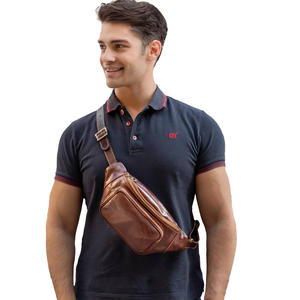 Riñonera de cuero genuino personalizable Unisex, riñonera impermeable con cierre de cremallera, bolsa de pecho conveniente para hombres y mujeres - Product Image 2
